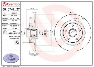 Bremžu diski BREMBO 08.C742.27
