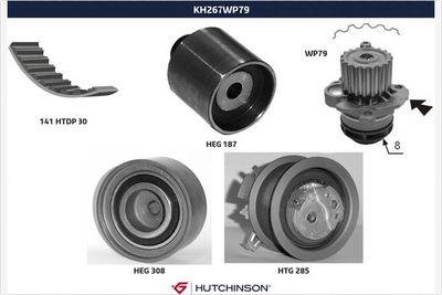 Ūdenssūknis + Zobsiksnas komplekts HUTCHINSON KH 267WP79