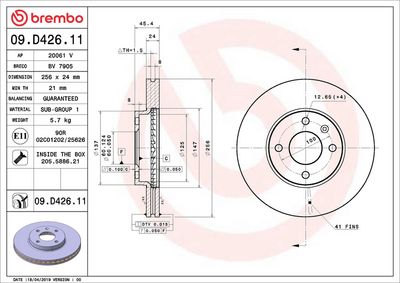 Bremžu diski BREMBO 09.D426.11