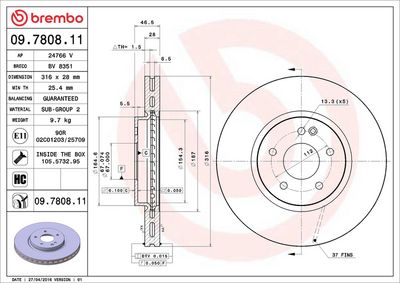 Тормозной диск BREMBO 09.7808.11