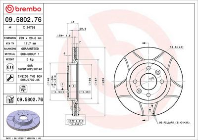 Тормозной диск BREMBO 09.5802.76