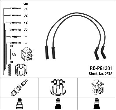 Augstsprieguma vadu komplekts NGK 2578
