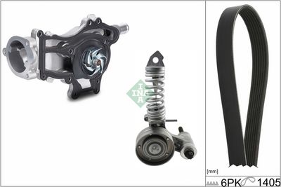 Ūdenssūknis + ķīļrievu siksnas komplekts Schaeffler INA 529 0336 30