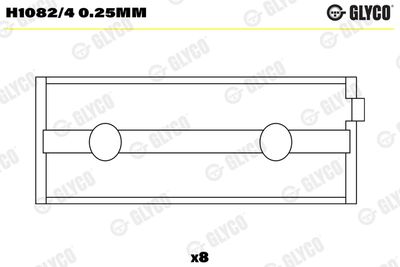 Подшипник коленвала GLYCO H1082/4 0.25mm