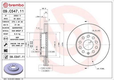 Bremžu diski BREMBO 09.C547.11