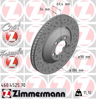 Bremžu diski ZIMMERMANN 460.4525.70