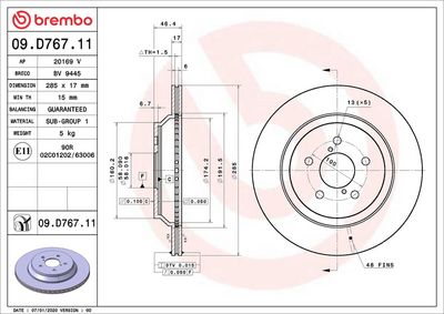 Bremžu diski BREMBO 09.D767.11