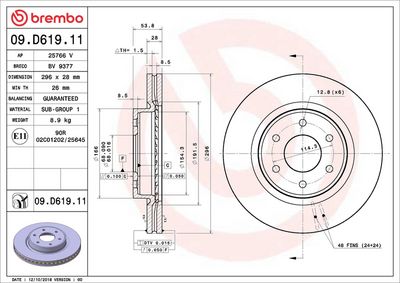 Bremžu diski BREMBO 09.D619.11