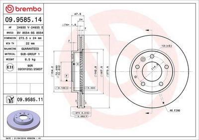 Тормозной диск BREMBO 09.9585.11