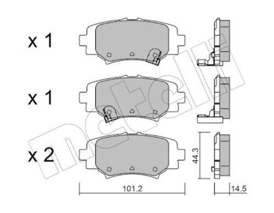 Bremžu uzliku kompl., Disku bremzes METELLI 22-0993-0