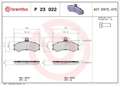 Bremžu uzliku kompl., Disku bremzes BREMBO P 23 022