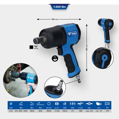KS TOOLS BT160200 Triecienskrūvgriezis (Pneimatiskais)