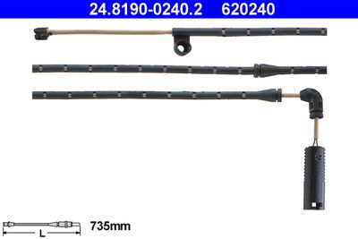 Сигнализатор, износ тормозных колодок ATE 24.8190-0240.2