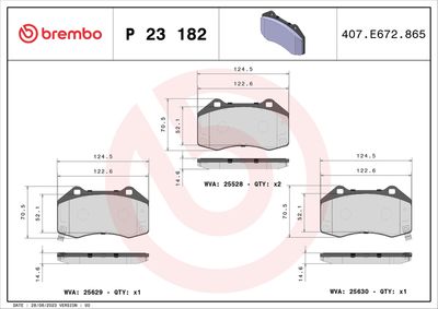 Bremžu uzliku kompl., Disku bremzes BREMBO P 23 182