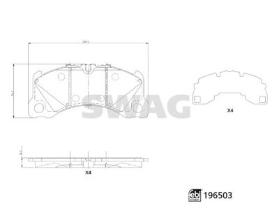 Bremžu uzliku kompl., Disku bremzes SWAG 33 11 2195