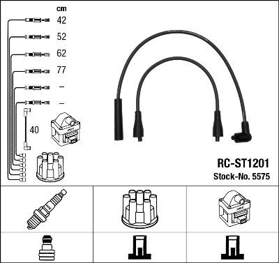 NGK 5575 Augstsprieguma vadu komplekts