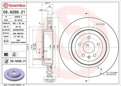 Тормозной диск BREMBO 09.N266.21