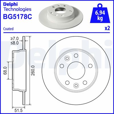 Тормозной диск DELPHI BG5178C