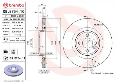 Bremžu diski BREMBO 09.B754.11