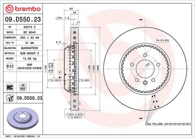 Тормозной диск BREMBO 09.D550.23