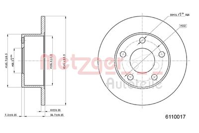 Тормозной диск METZGER 6110017