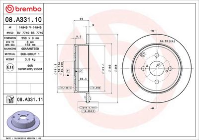 Bremžu diski BREMBO 08.A331.11