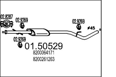 Средний глушитель выхлопных газов MTS 01.50529