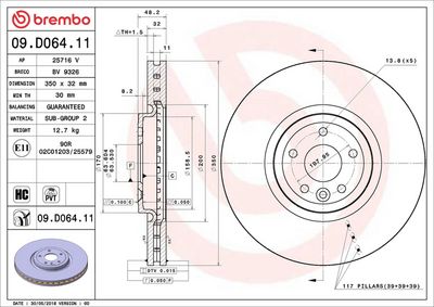 Тормозной диск BREMBO 09.D064.11