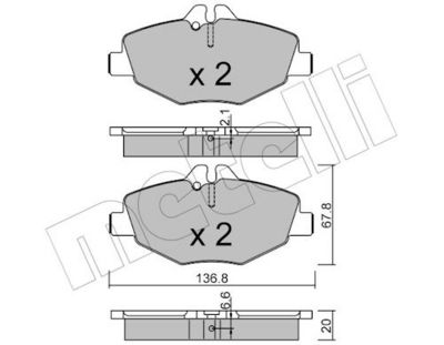 Bremžu uzliku kompl., Disku bremzes METELLI 22-0562-0