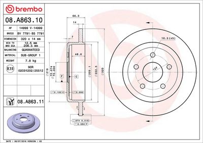 Bremžu diski BREMBO 08.A863.10