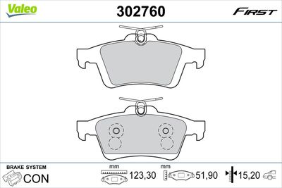 Bremžu uzliku kompl., Disku bremzes VALEO 302760