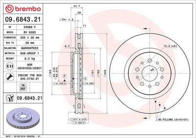 Тормозной диск BREMBO 09.6843.21