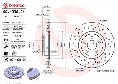 Тормозной диск BREMBO 09.4939.2X