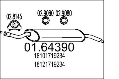 Глушитель выхлопных газов конечный MTS 01.64390