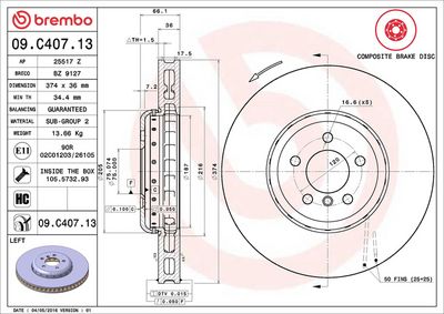 Bremžu diski BREMBO 09.C407.13