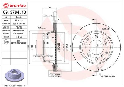 Тормозной диск BREMBO 09.5784.10