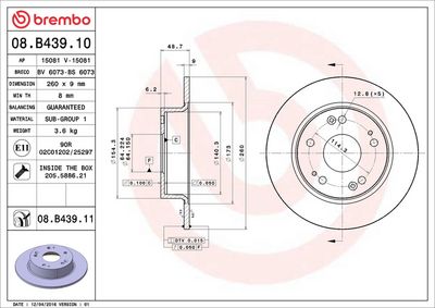 Bremžu diski BREMBO 08.B439.11