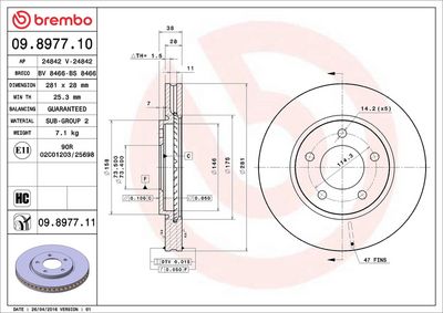 Тормозной диск BREMBO 09.8977.11