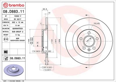 Тормозной диск BREMBO 08.D883.11