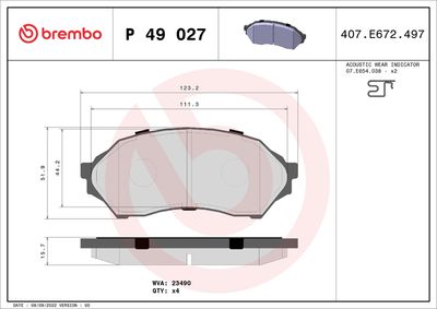 Bremžu uzliku kompl., Disku bremzes BREMBO P 49 027