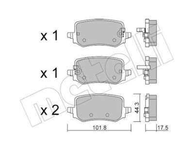 Bremžu uzliku kompl., Disku bremzes METELLI 22-1301-0