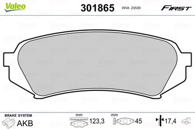 Bremžu uzliku kompl., Disku bremzes VALEO 301865