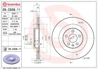 Тормозной диск BREMBO 09.C938.11