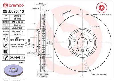 Bremžu diski BREMBO 09.D896.13