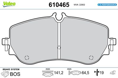 Bremžu uzliku kompl., Disku bremzes VALEO 610465