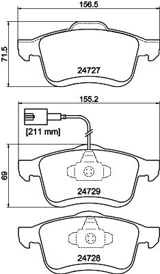 Комплект тормозных колодок, дисковый тормоз HELLA PAGID 8DB 355 014-241