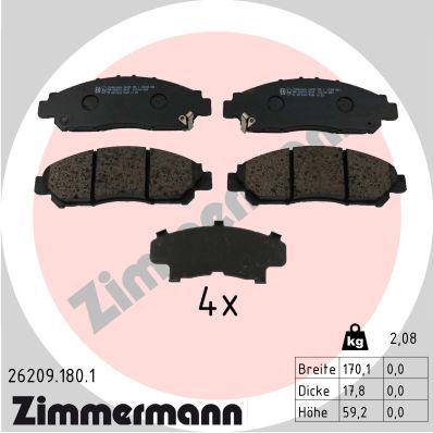 Bremžu uzliku kompl., Disku bremzes ZIMMERMANN 26209.180.1