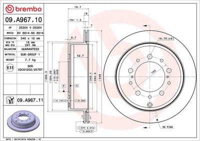 Bremžu diski BREMBO 09.A967.11