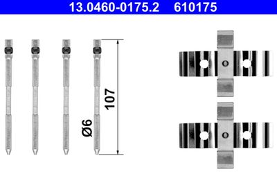Комплектующие, колодки дискового тормоза ATE 13.0460-0175.2
