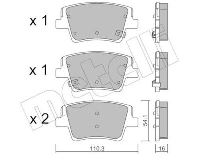 Комплект тормозных колодок, дисковый тормоз METELLI 22-1284-0